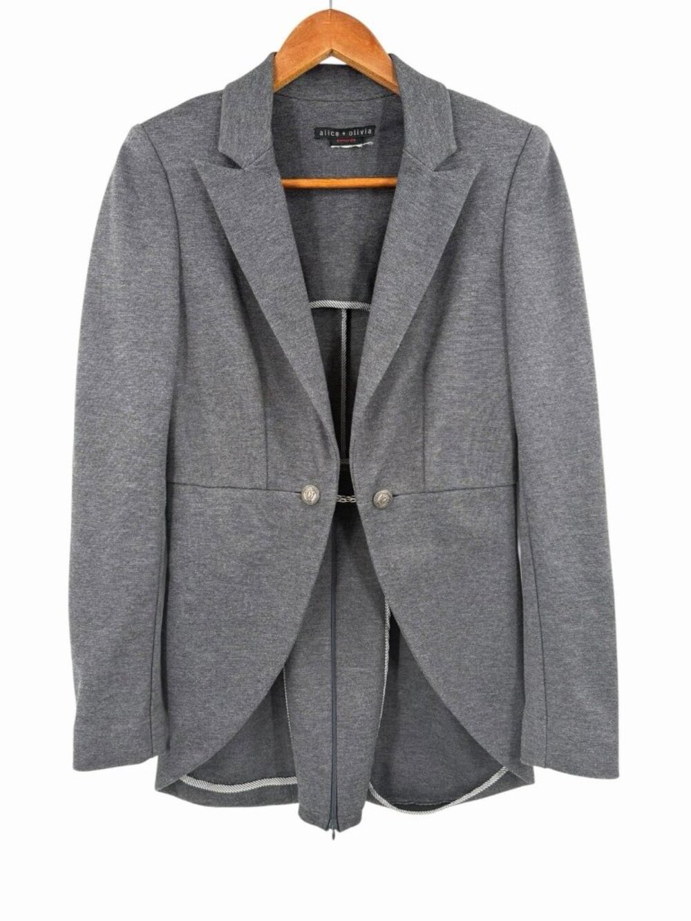 ALICE + OLIVIA Employed Women's Gray Stretch Showroom Sample Button Chain Blazer